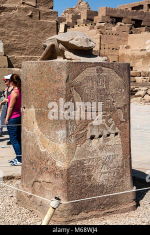LUXOR, EGYPT - FEBRUARY 17, 2010: Scarab monument at Karnak temple in Egypt. Stock Photo