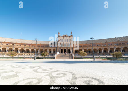 a beautiful sunny day at La Plaza De Espana in Seville Stock Photo