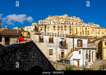 Italy Basilicata Calvello, Typical Village of Mountain,escursionista,parco nazionale appennino lucano, Basilicata Stock Photo