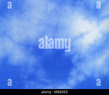 Background, textile - abstract batik pattern in blue and white Stock Photo