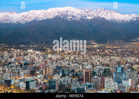 Panoramic view of Providencia district with Los Andes Mountain Range in the back, Santiago de Chile Stock Photo