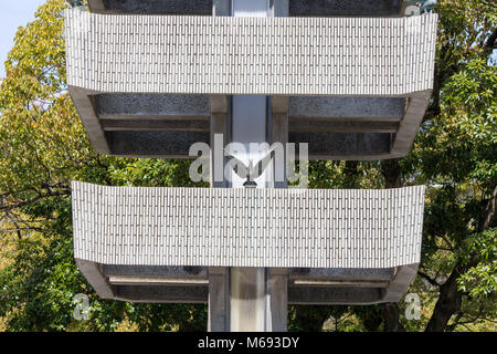 A dove of peace on the Memorial Tower to the Mobilized Students at the Hiroshima Peace Memorial Park, Japan Stock Photo