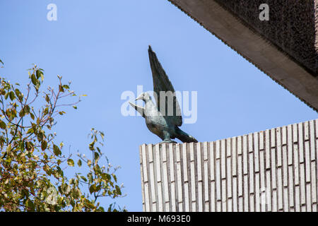 A dove of peace on the Memorial Tower to the Mobilized Students at the Hiroshima Peace Memorial Park, Japan Stock Photo