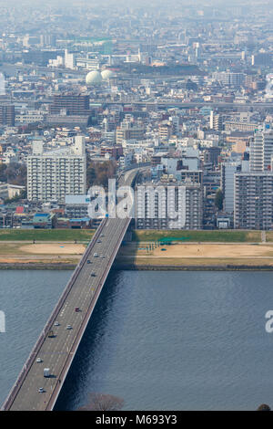 The view from the Umeda Sky Building looking toward the Yodo River, Osaka Prefecture, Japan Stock Photo