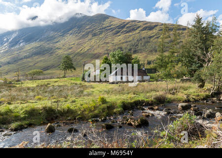 A former croft house in Glen Etive in the Scottish Highlands UK Stock Photo