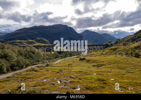 The Glenfinnan Viaduct  a railway viaduct on the West Highland Line in Glenfinnan, Inverness-shire, Scotland. Stock Photo