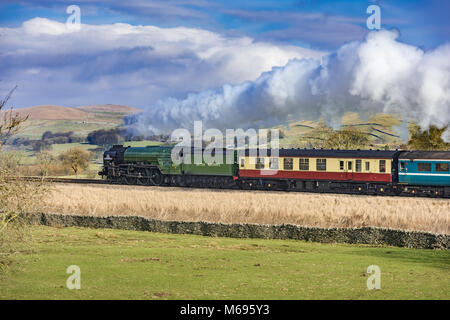 The Tornado steam train Britain's newest steam locomotive on its way to Horton in Ribblesdale  a small village in the Craven district of North Yorkshi Stock Photo