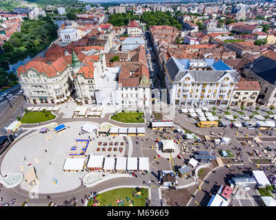 Oradea city center Union Square aerial view Stock Photo