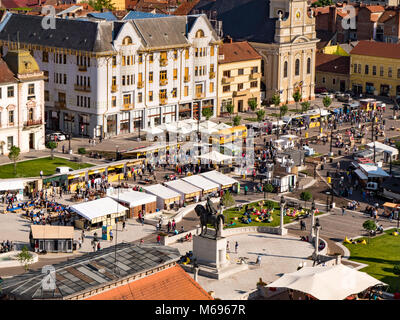 Ordea main square - Unirii Square city center aerial view Stock Photo