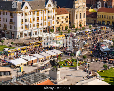 Oradea Unirii Square aerial view Stock Photo