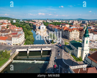 Oradea town center aerial view from the city hall tower Stock Photo