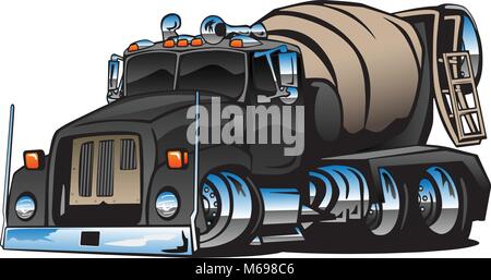 Cement Mixer Truck Cartoon Vector Illustration Stock Vector