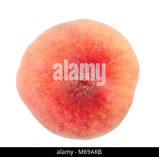 Flat peach isolated on white, high angle view Stock Photo