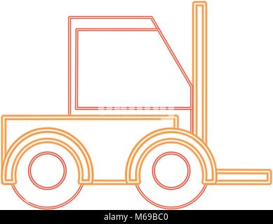 neon line forklift machine vehicule to industry transportation Stock Vector