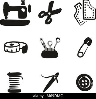 Tailor Shop Icons Freehand Fill Stock Vector