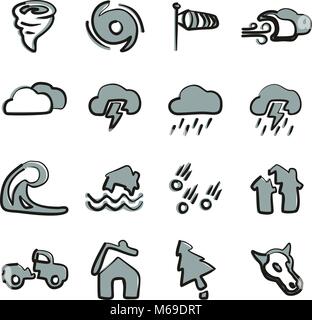 Tornado Icons Freehand 2 Color Stock Vector