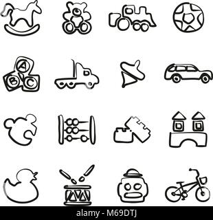 Toys Icons Freehand Stock Vector