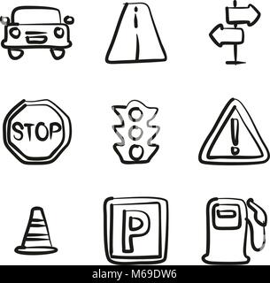 Traffic Icons Freehand Stock Vector