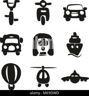 Transport Icons Freehand Fill Stock Vector