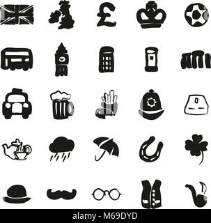 United Kingdom Icons Freehand Fill Stock Vector
