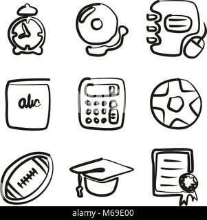 University Icons Freehand Stock Vector