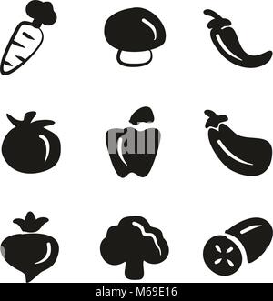 Vegetable Icons Freehand Fill Stock Vector