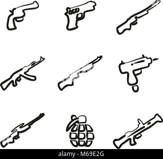 Weapons Icons Freehand Stock Vector