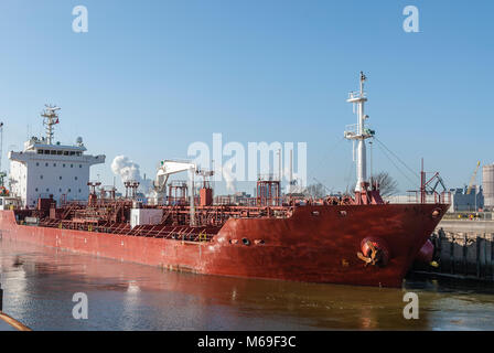 tanker sails through the North Sea Canal Stock Photo