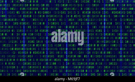 Falling numbers, big data concept. Binary white chaotic flying digits ...