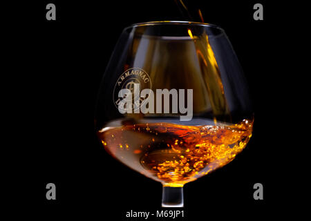 Glass of armagnac Delord, Lannepax. Le Gers Department, New Aquitaine, Midi Pyerenees. France Europe Stock Photo