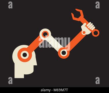 brain powered innovative automation growth Stock Vector