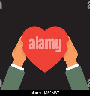 giving love and care,hands holding heart Stock Vector