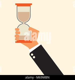time is running out: businessman holding hourglass Stock Vector