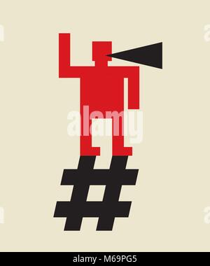 online propaganda: spread the word using hashtag, Stock Vector