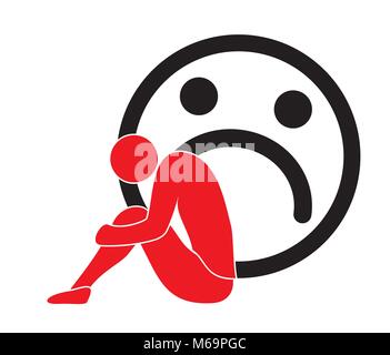 sadness - depressed  person feeling    unhappy Stock Vector
