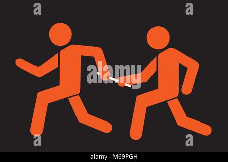 runner passing the baton to teammate Stock Vector