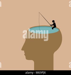 meditation - fishing  deep in thoughts Stock Vector