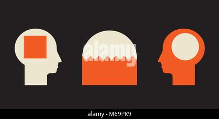 thinking difference: same object may be seen in different ways depending on one's point of view Stock Vector