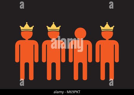 ordinary person surounded by people with inflated ego Stock Vector