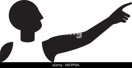 mann pointing to right direction or touching something using index finger Stock Vector