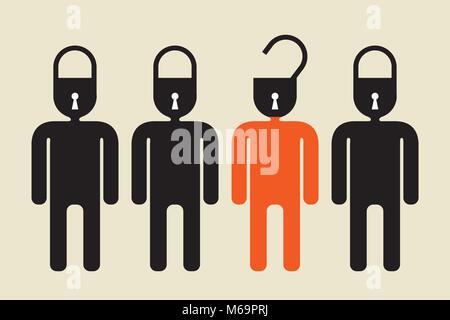 unlock your mind or open secret concept Stock Vector