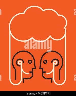 two people talking where virtually connected through cloud service Stock Vector