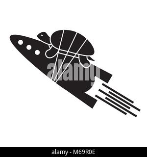 unexpected acceleration - turtle riding rocket Stock Vector