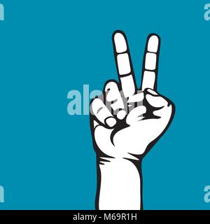V-sign a sign made with the first two fingers pointing up in a V-shap Stock Vector