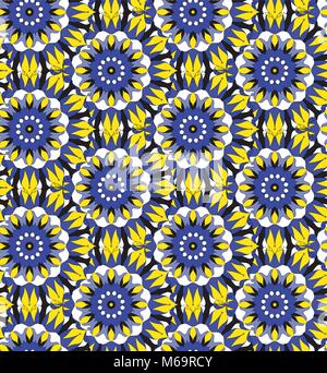 Seamless repeating pattern of colored mandalas Stock Vector