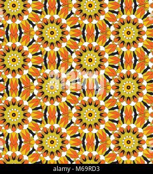 Seamless repeating pattern of colored mandalas Stock Vector