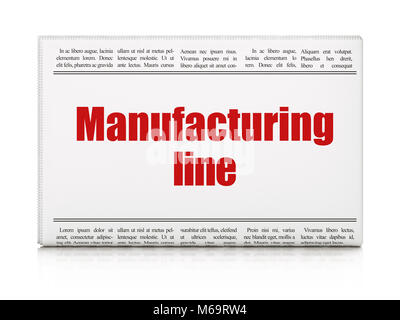 Manufacuring concept: newspaper headline Manufacturing Line Stock Photo