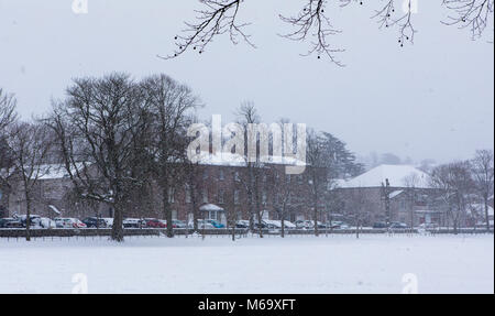 Armagh, Northern Ireland. 1st Mar, 2018. Snow scenes from The Mall in Armagh City, Northern Ireland. Credit: Darren McLoughlin/Alamy Live News Stock Photo