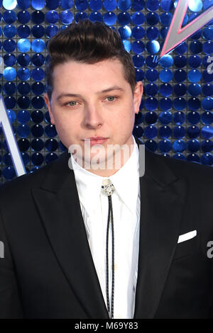 London, UK. 1st March, 2018. John Newman attends The Global Awards, a brand new awards show hosted by Global, the Media & Entertainment group at Eventim Apollo Hammersmith, London UK, 01 March 2018, Photo by Richard Goldschmidt Credit: Rich Gold/Alamy Live News Stock Photo