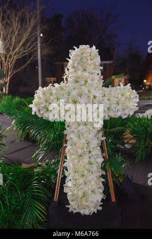 Charlotte, NC, USA. 2nd Mar, 2018.  Final funeral preparations are underway at the Billy Graham Library. Over 2000 invited guests are expected in the 28,000 sq. ft. tent. The tent setting is symbolic of Rev. Graham's 1949 Los Angeles crusade which catapulted him to national attention. Credit: Castle Light Images / Alamy Live News. Stock Photo